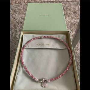 Judith Ripka Pink Leather Sterling Silver Cz